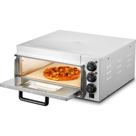 VEVOR Forno per pizza commerciale da banco , 14" Single Deck Layer, forno elettrico per pizza in acciaio inox con pietra e maniglia, macchina per pizza multiuso per interni per ristoranti, pretzel al (1/5)