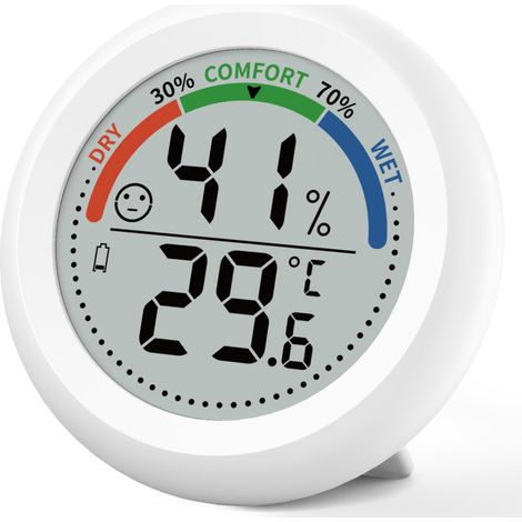 Digital Thermometer and Hygrometer for Home - Accurate Indoor Temperature and Humidity Monitor with Comfort Indicator and Face Icon Large Screen for Greenhouse, Baby Room (1/5)