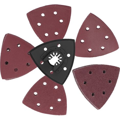 Lot de 51 meules de ponçage triangulaires 90 mm avec 6 trous aspiration poussière, papier abrasif bois métal (1/5)