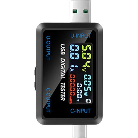 Testeur de courant de tension USB multifonction, affichage numérique IPS, testeur de capacité, voltmètre de puissance, dispositif de détection d'appareils électriques, prise en charge de 9 groupes de (1/5)