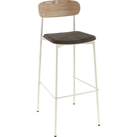 Tabourets de brasserie bois et tissu Zoelia (lot de 2) (1/5)
