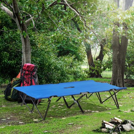 Bleu 193x125x40 cm - Lit de camping pliant doté de sac de transport et cadre métallique Charge 136 kg pour la randonnée sur la plage
