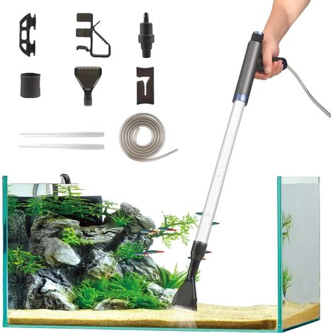 Cambiador de agua, manguera de 2 metros, tubos de extensión de 40 cm, funcionamiento manual, fuerte succión, diseño de filtro 3D (1/5)