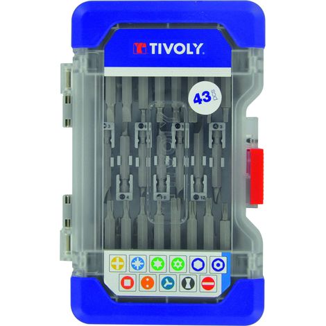 Coffret 43 Pièces Embouts de Vissage Longs - Empreintes pour la Plupart des Vis - Embouts Visseuse Long avec Coffret Ranger Box Antichoc, Couvercle Transparent et Sûreté Antivol (1/3)