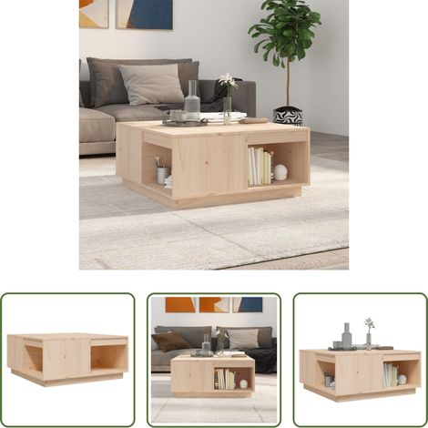 vidaXL Mesa de centro madera maciza de pino 80x81x36,5 cm