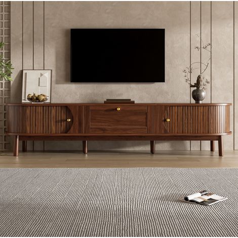 Mueble TV 170 x 39,5 x 38 cm con almacenaje, MDF, color nogal, OKMYHOME (1/5)