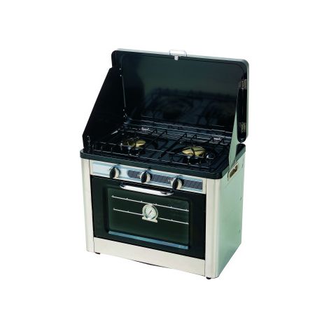 Four combiné 25L – Réchaud à gaz 2 feux – Inox avec double vitrage – Allumage piézoélectrique – Pour espaces extérieurs ventilés (1/3)