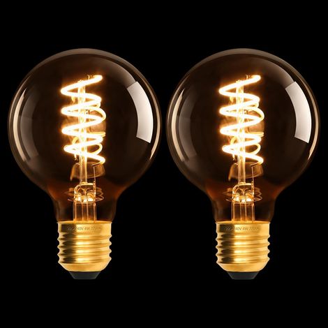 Lot de 2 Ampoule LED E27 Globe G80 Vintage 4W, 2200K Lumière Très Chaude, Ampoule Edison à Filament en Verre Transparent, Dimmable, Sans Scintillement (1/5)