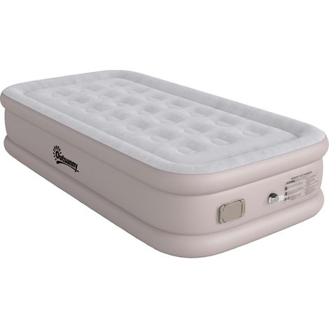 Outsunny colchón hinchable individual 190x97x39 cm con bomba, inflado 3 min desinflado 2 min, plegable, impermeable, bolsa, carga 200 kg, caqui (1/5)