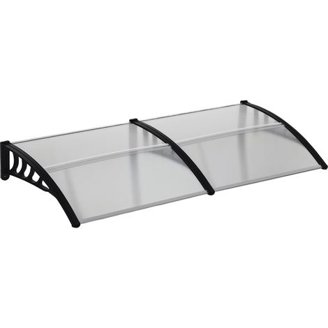 Auvent extérieur pour fenêtres et portes en polycarbonate et aluminium, 200 x 96 x 27 cm, transparent