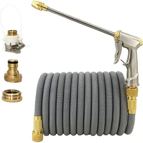 Tuyau d'arrosage extensible avec pistolet pulvérisateur à longue perche haute pression - anti-torsion, anti-fuite, pour jardinage et nettoyage(10m-30m) (1/5)