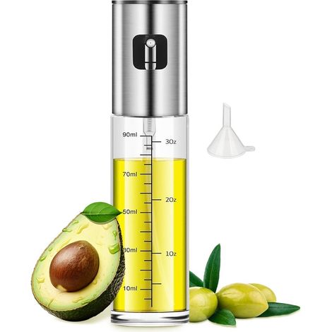 Flacon pulvérisateur rechargeable pour huile et huile d'olive, 100 ml, pour vinaigre, pour une application contrôlée des assaisonnements en cuisine.-AquaForge (1/5)