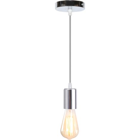 Lampada a Sospensione E27 Altezza Regolabile Lampada da Soffitto per Camera da Letto Soggiorno,Argento (Senza Lampadine) (1/5)