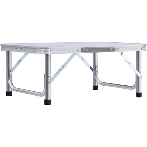 vidaXL Mesa de camping plegable aluminio blanco 60x45 cm (1/2)