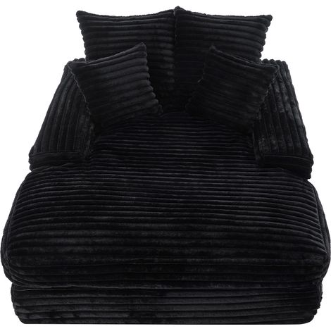 ELVMI Méridienne 1 Place avec 4 Oreillers et Repose-bras, sans Montage, en Mousse, Noir (1/5)
