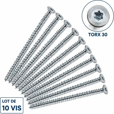 10 vis béton diam. 7,5 x long. 132 mm empreinte Torx T30 pour menuiserie PVC