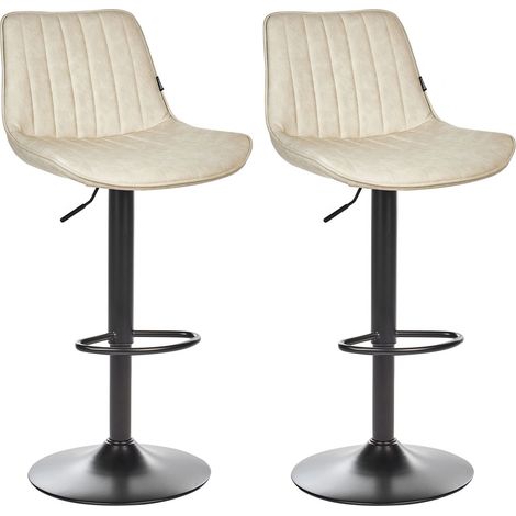 Set di 2 sedie da bar in pelle sintetica beige chiaro gambe in acciaio nero senza braccioli Dubrovnik