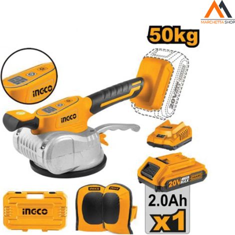 VENTOSA VIBRANTE PER PIASTRELLE C/BATTERIA 20V E GINOCCHIERE