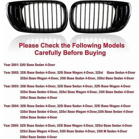 Glänzend schwarzer Nierengrill für BMW 3er E46 320i 325i 328i 4-Türer Limousine 2002-2005 Renngrill-Ersatzgrill (1/5)