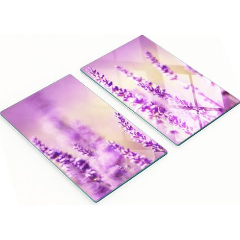 Tablas de cocina de vidrio templado con motivos decorativos de lavanda, 2 x 30 x 52 cm. (1/5)