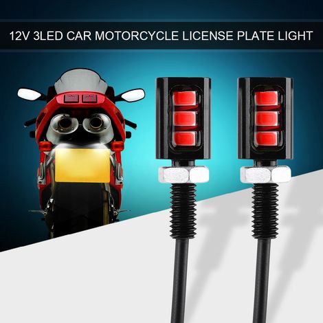 2 feux de plaque d'immatriculation universels 12V pour voitures et motos avec LED rouges (1/5)