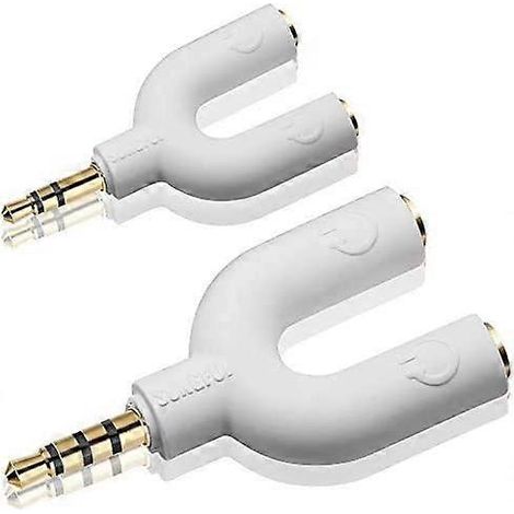 Stereo-Kopfhörer-Splitter-Set, 3,5-mm-Klinkenstecker auf 3-poligen U-förmigen Adapter auf 2 Kopfhörer + 4-poligen U-förmigen Adapter (1/2)