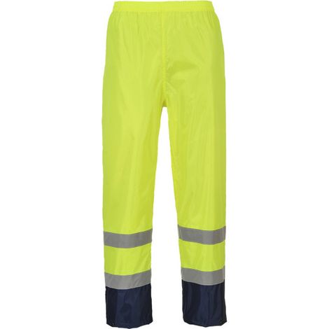 Pantalón para lluvia de alta visibilidad Classic Contrast con cintas reflectantantes PORTWEST H444 XS Amarillo/Marino