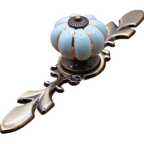 Pumpkin Shape Ceramic Cabinet Wardrobe Drawer Pull Handle Furniture Knob Fitting (Light Blue) (1/2)