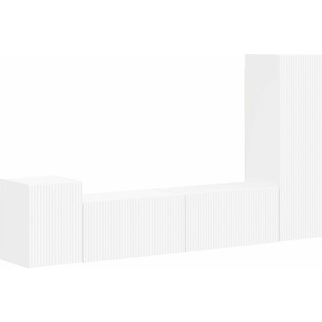 Ensemble meuble TV mural 4 pcs - Armoire TV suspendue Blanc Bois d'ingénierie fr1919 - Maison La Vie