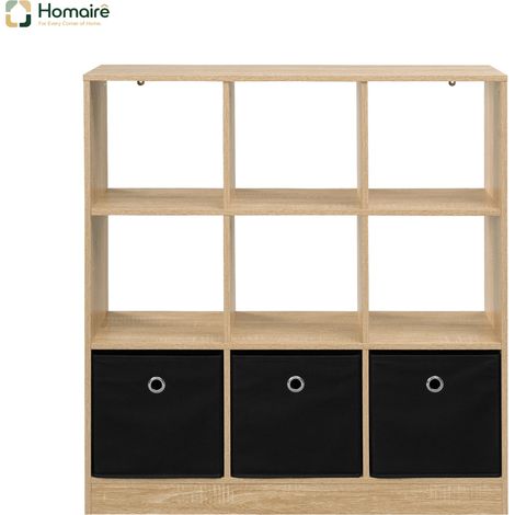 Bücherregal aus schwarzem Stoff mit Stauraum und Regalen 80 x 30 x 86,5 cm HOMAIRE (1/5)
