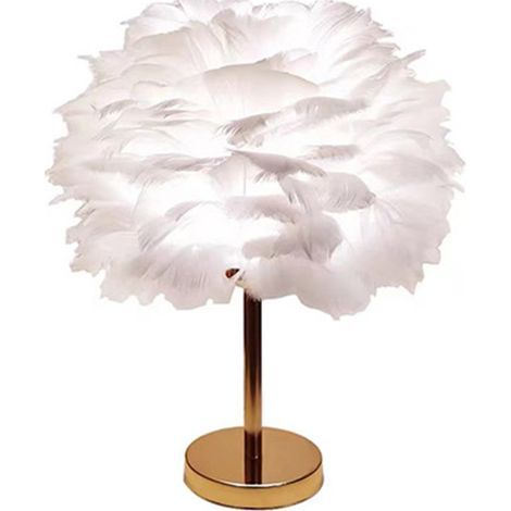 LED-Tischleuchte Feather mit Druckknopf, sanftes Licht, dekorativ, goldfarben, Nachtlicht für Schreibtisch oder Bett, EU-Stecker Typ 2 (1/5)