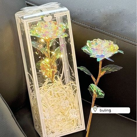 Nouveaux cadeaux de mariage avec roses artificielles lumineuses à LED, boîte d'emballage pour décorations de cadeaux (1/4)