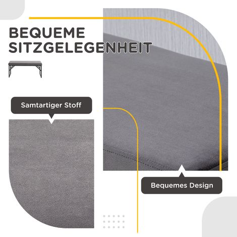Banquette avec coussin, banc à chaussures, banc d'entrée, avec rembourrage, gris foncé + noir (1/4)
