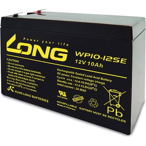 Accumulateur au plomb KUNG LONG WP10-12SE, 12 V-/10 Ah, cyclique