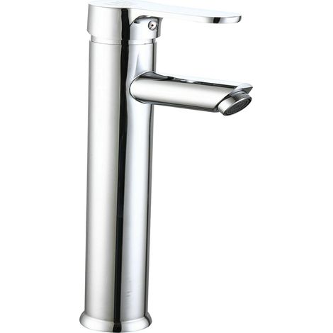 Grifo para Lavabo Alto Monomando Baño Ganges Latón con Set de Fijación Color Cromado