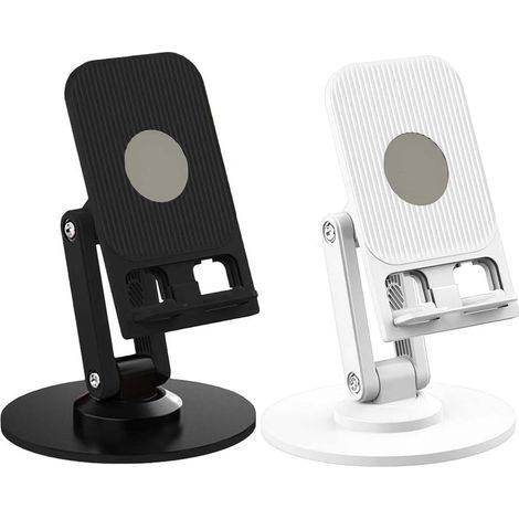 Set of 2 360° rotating, foldable and adjustable phone holders, compatible with all smartphones (black and white) (1/4)