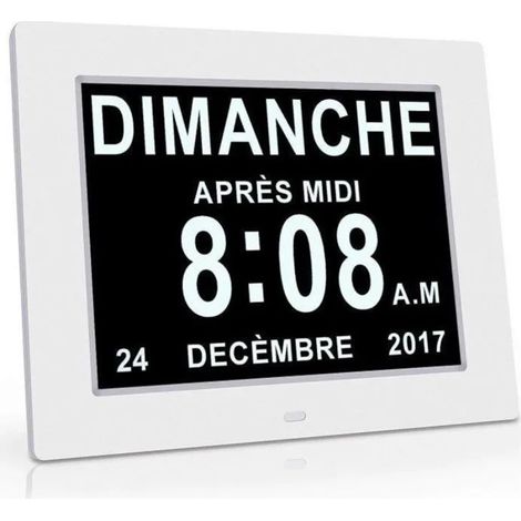 Horloge Calendrier 7 pouces - Auto Dimming - Blanc