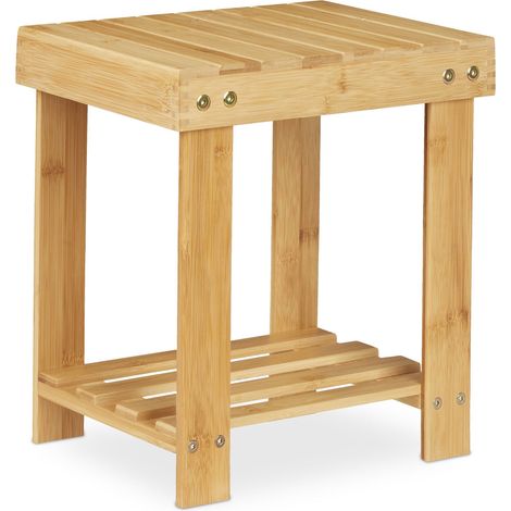 Taburete de baño práctico para niños con almacenamiento 45 x 30 x 30 cm de bambú natural 130010741 (1/4)