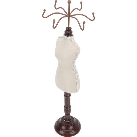 Présentoir à Bijoux Modèle Rétro en Bois et Fer, Porte-colliers Autoportant pour Organiser et Protéger Vos Bijoux, Décoration Élégante pour Salle de Bain et Chevet (1/5)