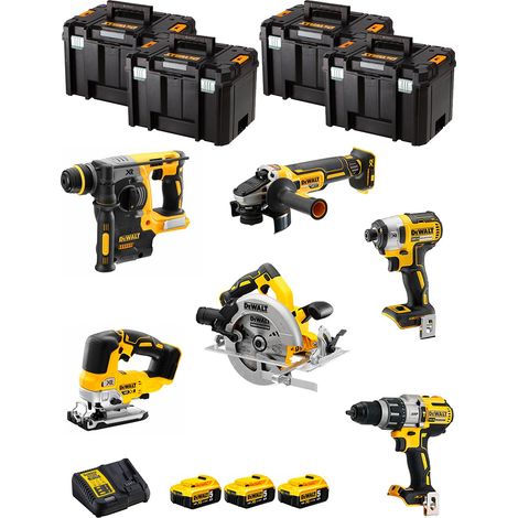 DeWALT Kit DWK601T (DCD996 DCH273 DCG405 DCF887 DCS334 DCS570 3 x 5,0 Ah DCB115 4 x TSTAK VI)