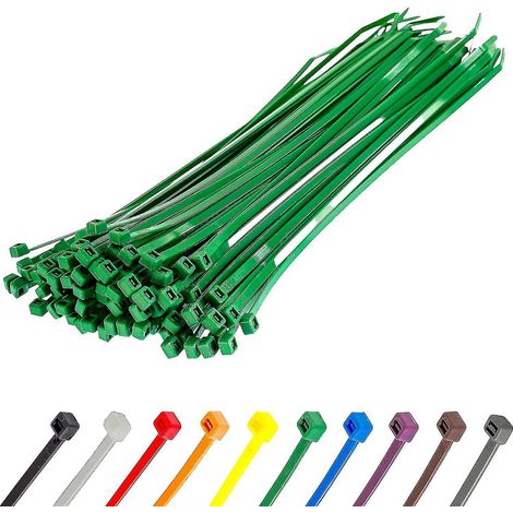 Lange, robuste silberne Kabelbinder, 370 mm x 4,8 mm, 100er-Packung, aus hochwertigem Nylon, 300 mm x 4,8 mm Reißverschluss, grün (1/5)