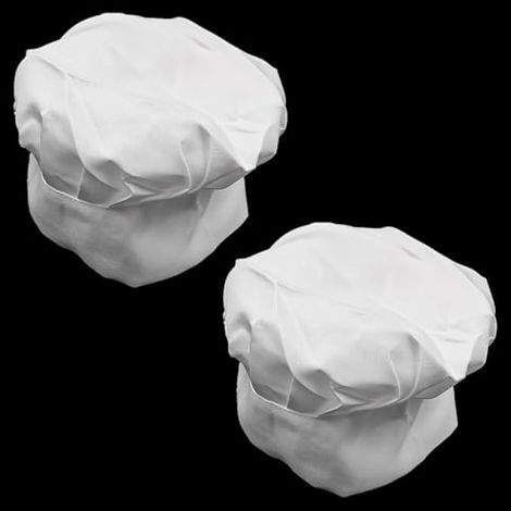 Lot de 2 toques de Cuisinier Blanches avec Ruban élastique réglable pour Hommes et Femmes (1/5)