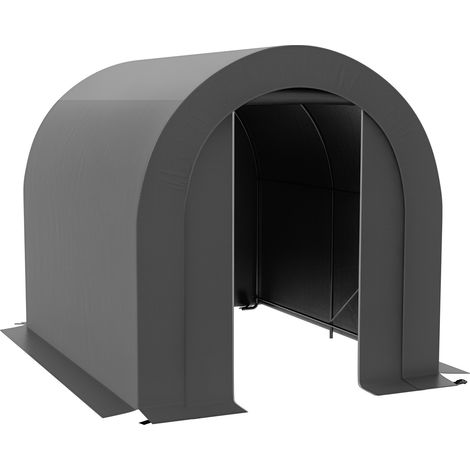 Gartenhaus, Lagerzelt, Fahrradunterstand, Fahrradgarage, PE-Plane, Metall, 2,4 x 1,8 x 1,9 m, dunkelgrau