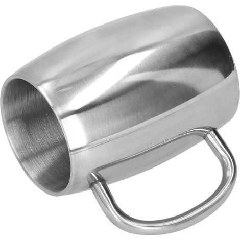 Mug à bière en acier inoxydable 400ml avec anse - Idéal pour café, lait-thé, bureau - Cadeau pratique