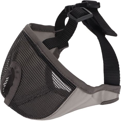 Masque ajustable pour bouledogue, muselière anti-morsure et anti-aboiement, yeux fermés, masque de dressage en maille pour bouledogues, carlins et chihuahuas, gris, taille L (1/5)