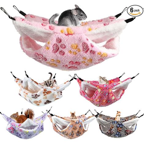 Small Animal Hammocks Hanging Guinea Pig Hanging Beds Ferret Bed Sleeping Hiding Rat Cage Accessories Fleece Hamster Cage Accessories (1/5)