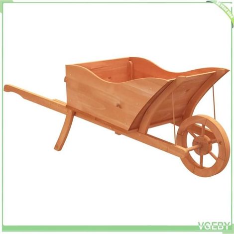Jardinière brouette - FAFEICY - 364229 - Bois de sapin massif - 40 L - 2 trous de drainage (1/5)