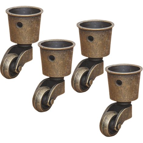 4 roulettes Pivotantes en Laiton Massif, Roulette de Meuble Haut de Gamme, Charge 440 Lbs, pour Canapé Table Basse Piano, avec Vis (1/4)