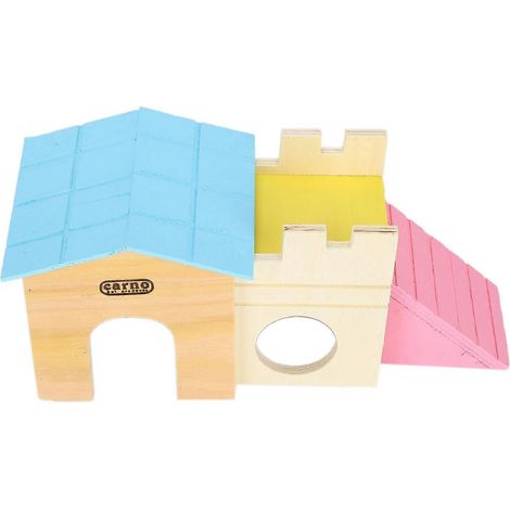 Maison en bois pour hamster avec échelle et toboggan amusants - Jouet de cabane en bois pour petits animaux de compagnie HamstersWo (1/3)