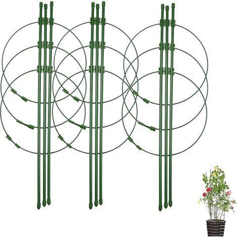 Lot de 3 supports pour plantes grimpantes avec 3 anneaux de support réglables 45 cm (1/4)